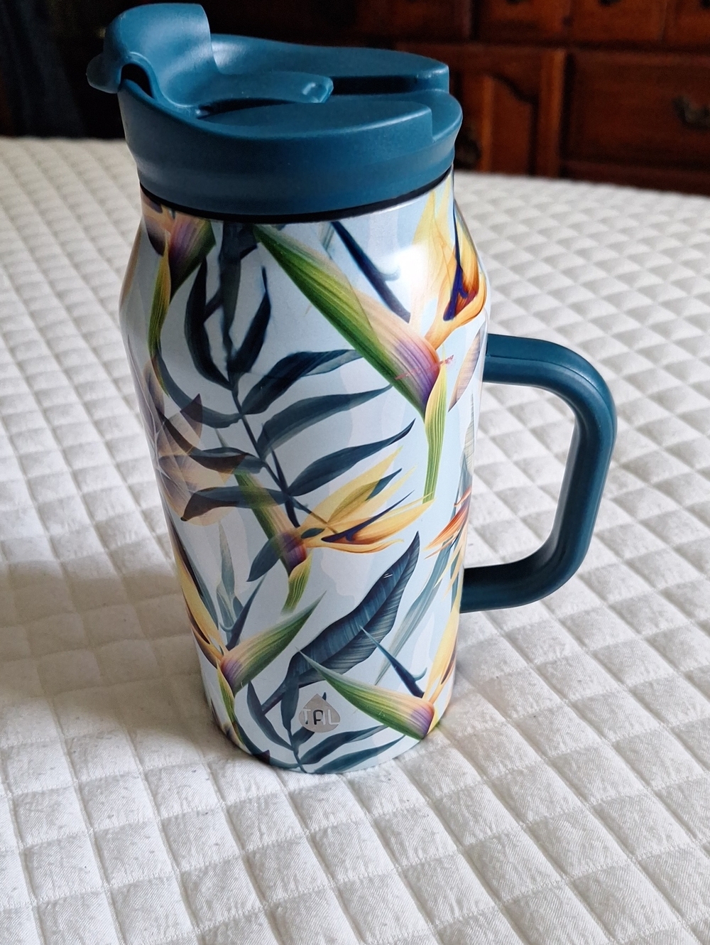 TAL 40 oz. Insulated Floral Travel Mug with Handle - Blue
